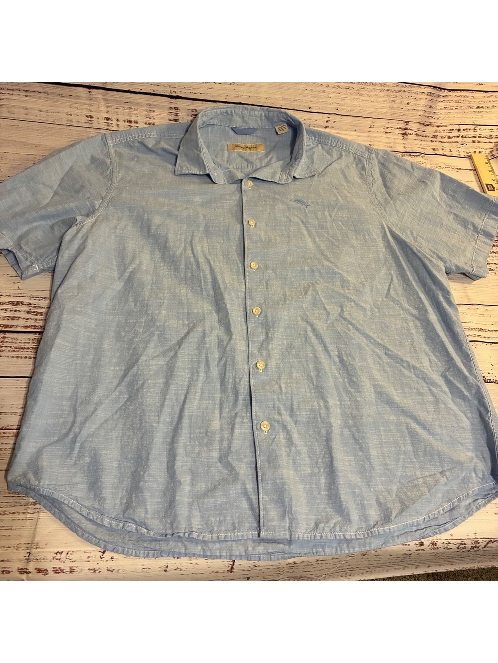 Tommy Bahama light blue short sleeve button front shirt size XXL